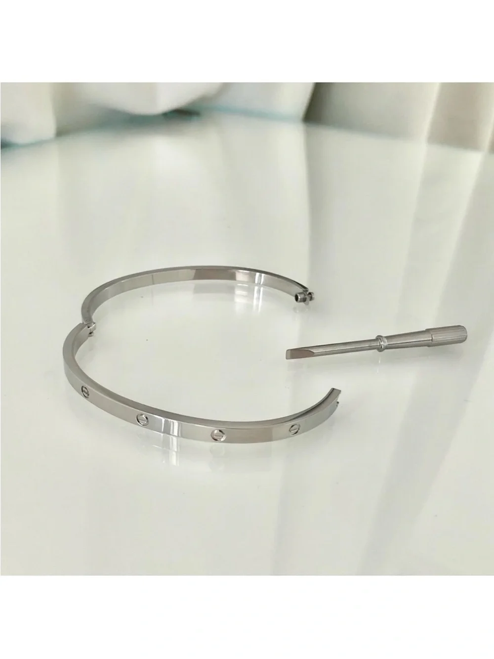 Generic Small Model Screw Bangle Bracelet with Screwdriver in Silver